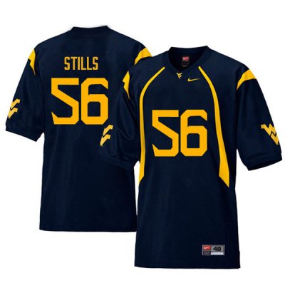 Men's West Virginia Mountaineers NCAA #56 Darius Stills Navy Authentic Nike Retro Stitched College Football Jersey GE15O66IS